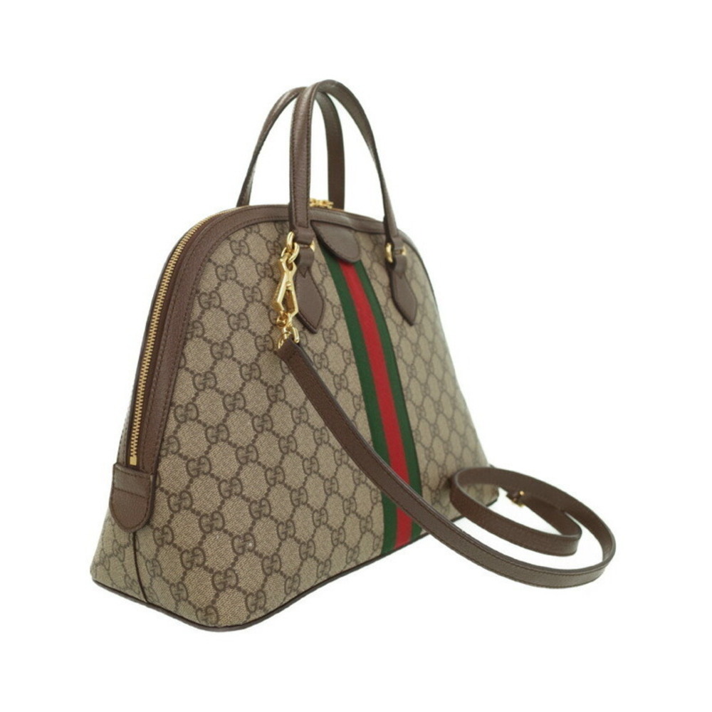 Gucci beige ebony Web top Supreme brown handle Ophidia GG leather bag